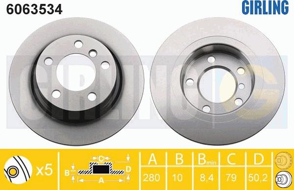 Girling 6063534 - Гальмівний диск autocars.com.ua