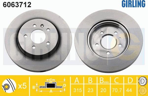 Girling 6063712 - Гальмівний диск autocars.com.ua