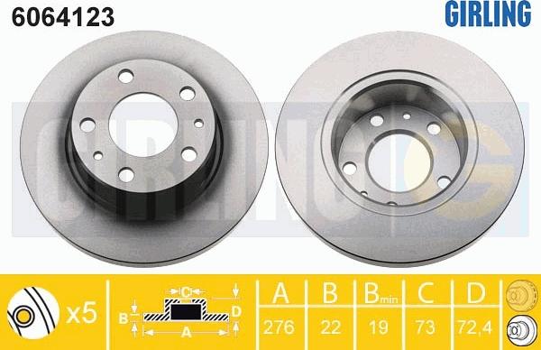 Girling 6064123 - Гальмівний диск autocars.com.ua