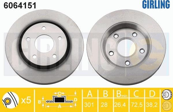 Girling 6064151 - Гальмівний диск autocars.com.ua