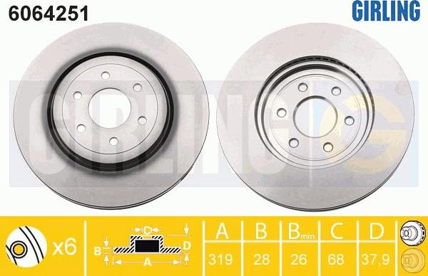 Girling 6064251 - Гальмівний диск autocars.com.ua