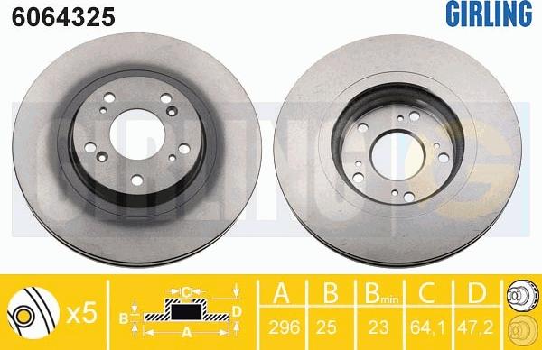 Girling 6064325 - Тормозной диск avtokuzovplus.com.ua