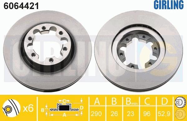 Girling 6064421 - Тормозной диск avtokuzovplus.com.ua