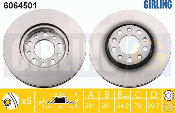 Girling 6064501 - Тормозной диск avtokuzovplus.com.ua