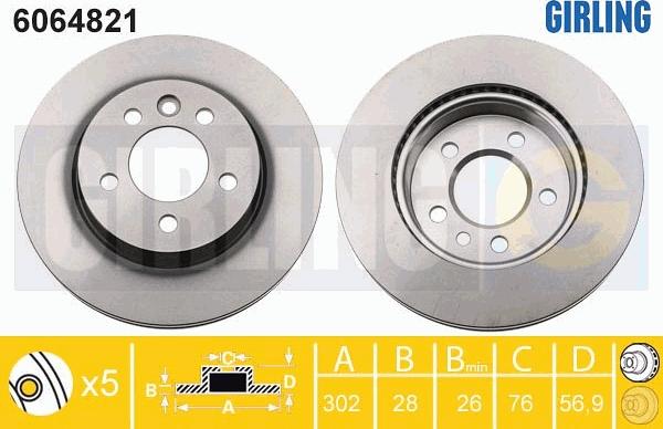 Girling 6064821 - Гальмівний диск autocars.com.ua