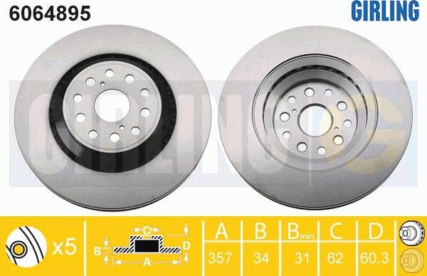 Girling 6064895 - Тормозной диск avtokuzovplus.com.ua