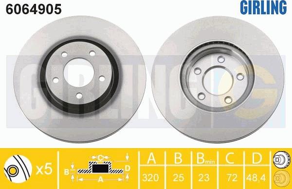 Girling 6064905 - Тормозной диск avtokuzovplus.com.ua