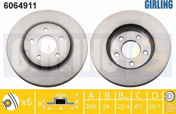 Girling 6064911 - Тормозной диск avtokuzovplus.com.ua