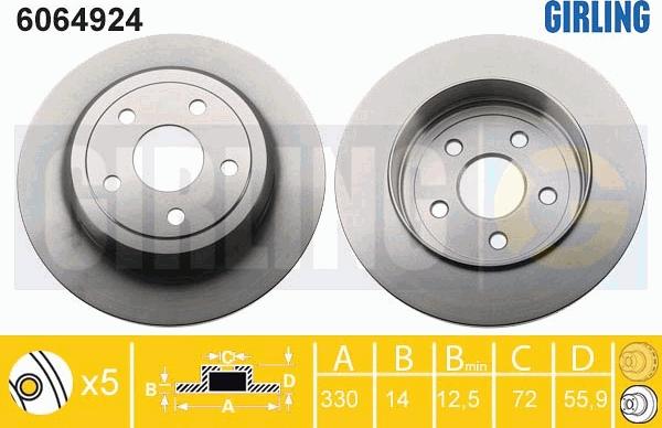 Girling 6064924 - Тормозной диск avtokuzovplus.com.ua