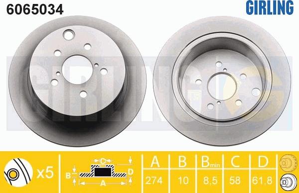 Girling 6065034 - Тормозной диск avtokuzovplus.com.ua