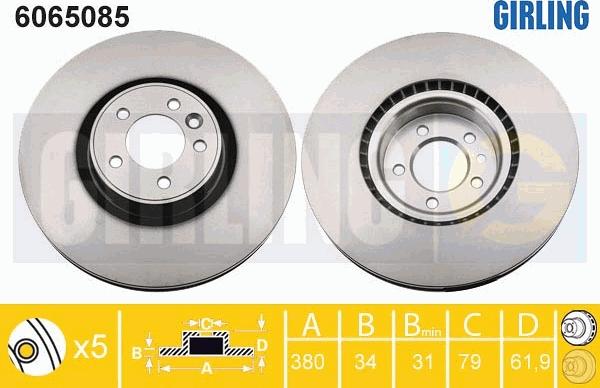 Girling 6065085 - Гальмівний диск autocars.com.ua