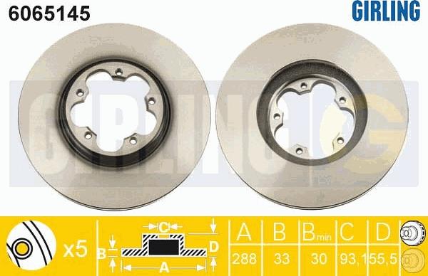 Girling 6065145 - Тормозной диск avtokuzovplus.com.ua