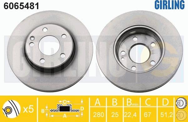 Girling 6065481 - Гальмівний диск autocars.com.ua