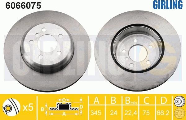 Girling 6066075 - Гальмівний диск autocars.com.ua