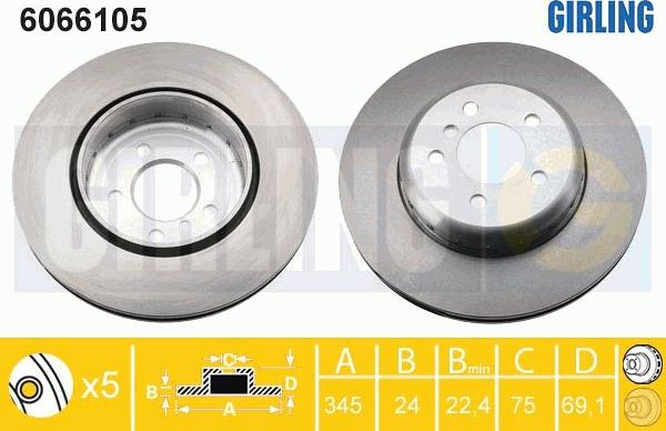 Girling 6066105 - Тормозной диск avtokuzovplus.com.ua