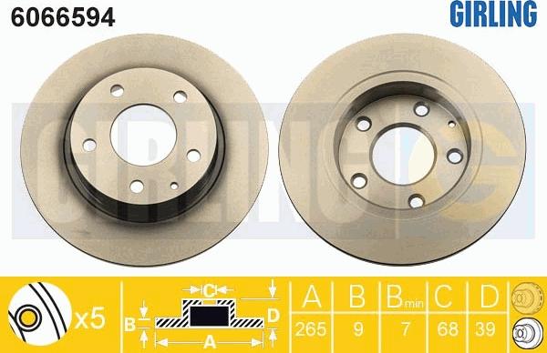 Girling 6066594 - Гальмівний диск autocars.com.ua