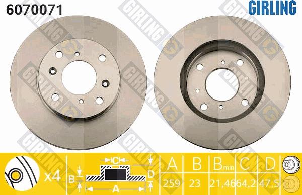 Girling 6070071 - Тормозной диск avtokuzovplus.com.ua