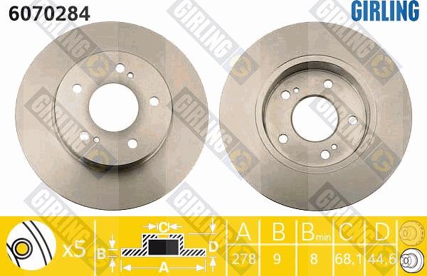 Girling 6070284 - Гальмівний диск autocars.com.ua