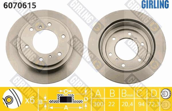 Girling 6070615 - Гальмівний диск autocars.com.ua