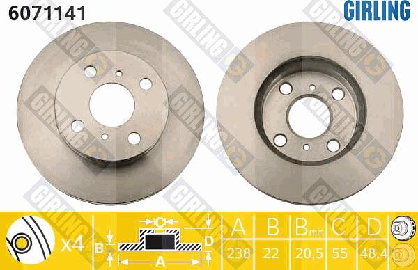 Girling 6071141 - Гальмівний диск autocars.com.ua