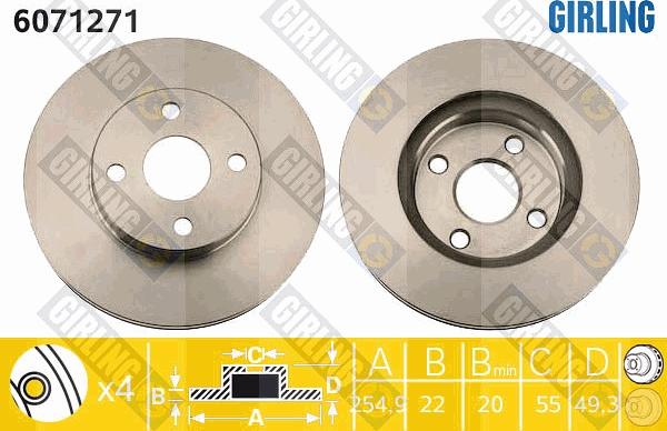 Girling 6071271 - Гальмівний диск autocars.com.ua