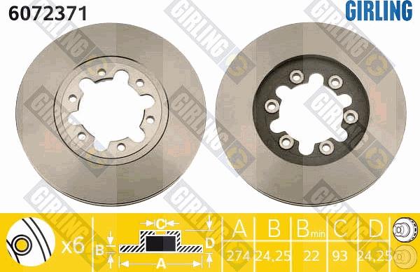 Girling 6072371 - Гальмівний диск autocars.com.ua