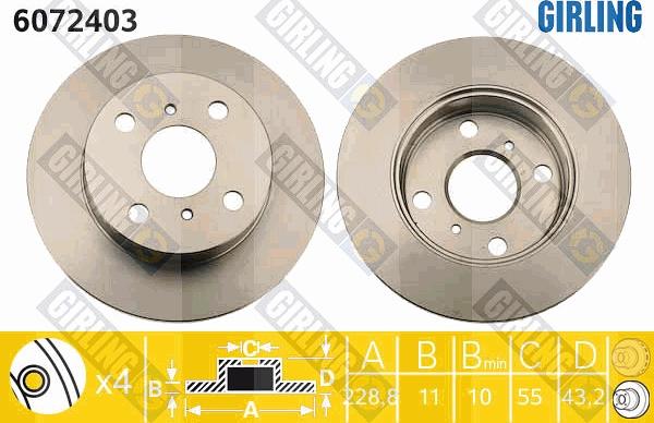 Girling 6072403 - Гальмівний диск autocars.com.ua