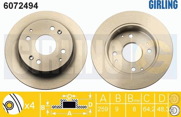 Girling 6072494 - Тормозной диск avtokuzovplus.com.ua