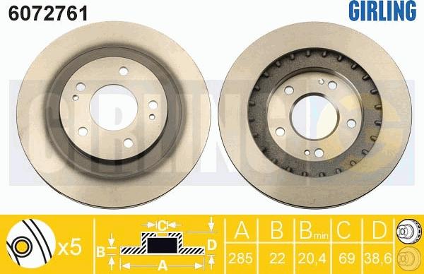 Girling 6072761 - Гальмівний диск autocars.com.ua