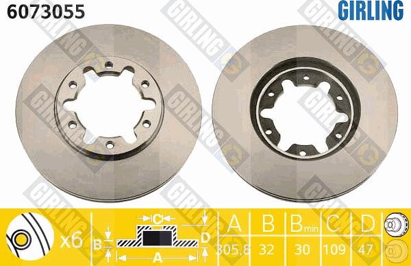 Girling 6073055 - Тормозной диск avtokuzovplus.com.ua