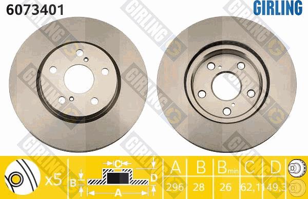 Girling 6073401 - Гальмівний диск autocars.com.ua