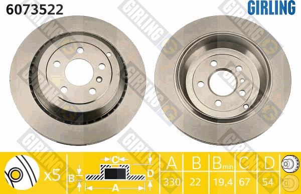 Girling 6073522 - Гальмівний диск autocars.com.ua