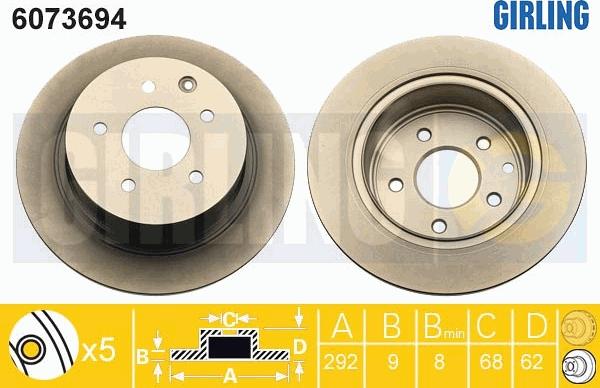 Girling 6073694 - Тормозной диск avtokuzovplus.com.ua