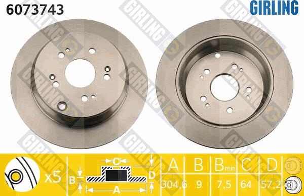 Girling 6073743 - Тормозной диск autodnr.net