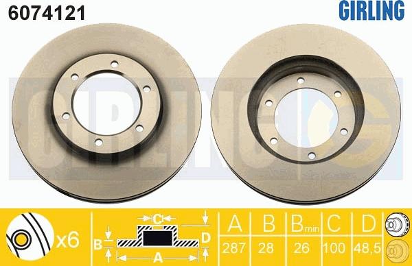 Girling 6074121 - Гальмівний диск autocars.com.ua