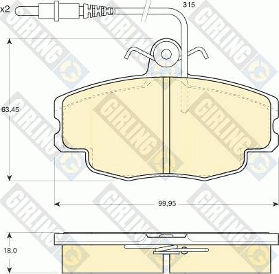 Girling 6101141 - Тормозные колодки, дисковые, комплект avtokuzovplus.com.ua