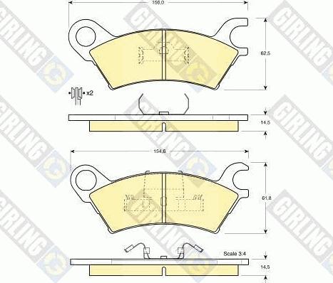 Girling 6103249 - Тормозные колодки, дисковые, комплект avtokuzovplus.com.ua