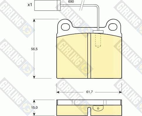 Girling 6112522 - Тормозные колодки, дисковые, комплект avtokuzovplus.com.ua