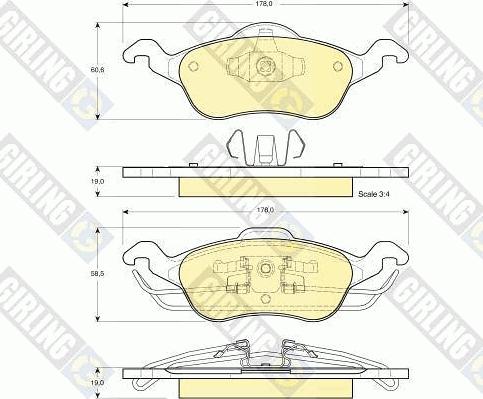 Girling 6113582 - Гальмівні колодки, дискові гальма autocars.com.ua