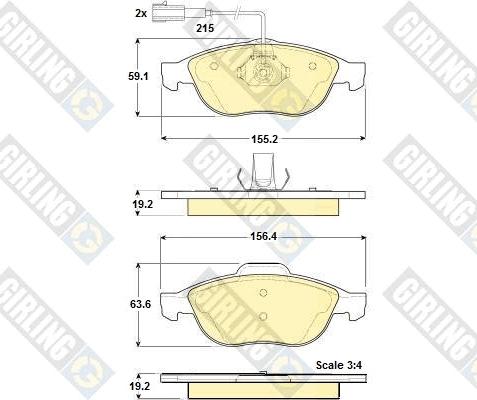 Girling 6114412 - Гальмівні колодки, дискові гальма autocars.com.ua