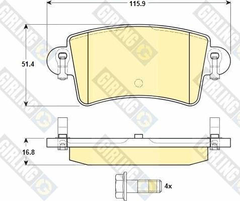 Girling 6114704 - Тормозные колодки, дисковые, комплект avtokuzovplus.com.ua