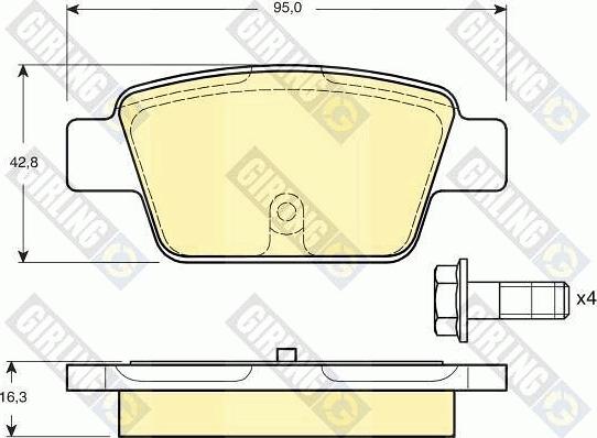 Girling 6114854 - Тормозные колодки, дисковые, комплект avtokuzovplus.com.ua