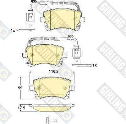 Girling 6115081 - Гальмівні колодки, дискові гальма autocars.com.ua