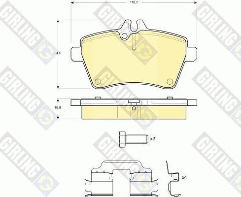 Girling 6116291 - Гальмівні колодки, дискові гальма autocars.com.ua