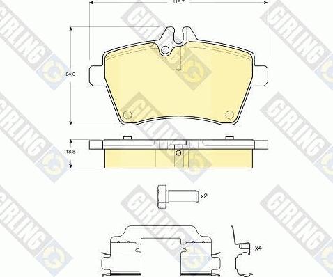 Girling 6116301 - Гальмівні колодки, дискові гальма autocars.com.ua