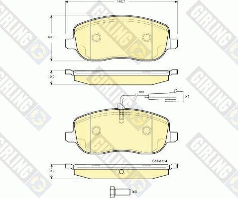 Girling 6116361 - Гальмівні колодки, дискові гальма autocars.com.ua