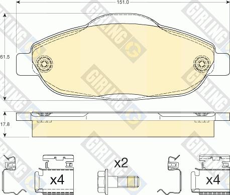 Girling 6117614 - Гальмівні колодки, дискові гальма autocars.com.ua