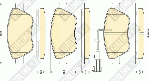 Girling 6118534 - Гальмівні колодки, дискові гальма autocars.com.ua