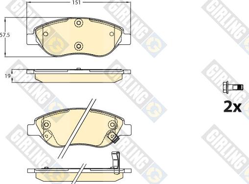 Girling 6122288 - Гальмівні колодки, дискові гальма autocars.com.ua