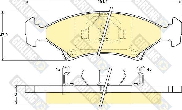 Girling 6130962 - Гальмівні колодки, дискові гальма autocars.com.ua